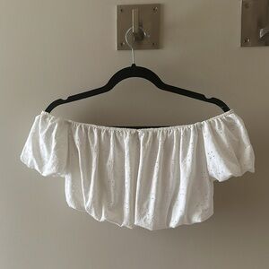 Urban Outfitters off the shoulder white eyelet crop top